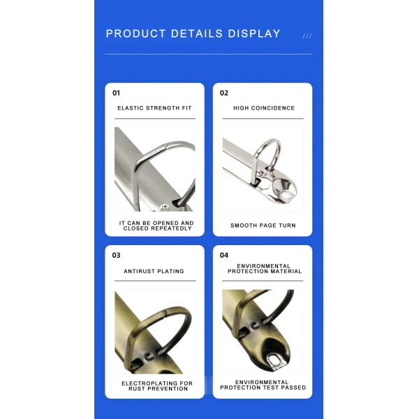 Electroplating 2 Ring Binder Mechanism Large Capacity Binder Hardware Rust Prevention