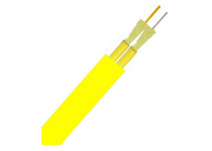 Indoor 2 Core Optical Fiber Cable Flat Duplex 1KM 2KM For Patch Cord / Pigtail