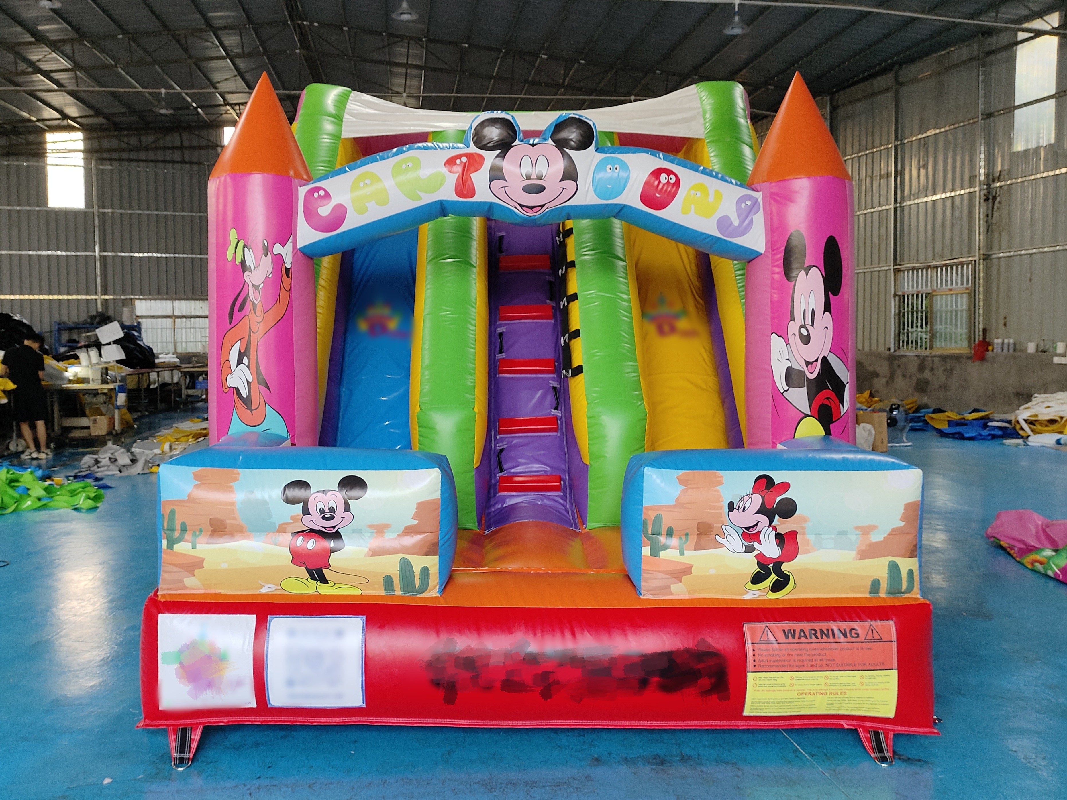 Commercial Digital Printing Inflatable Dry Slide Mickey Mouse Cartoon Inflatable Castle For Outdoor For Kids