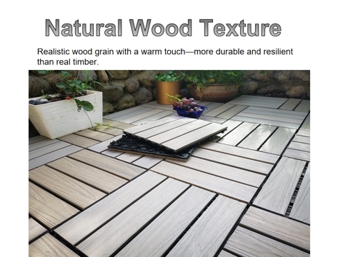 Fire Retardant WPC Garden Tiles WPC Tile Flooring Safe Decking