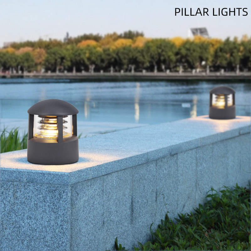 Gate Led Pillar Lights Outdoor Column Driveway Aluminum PC 215x255MM E27