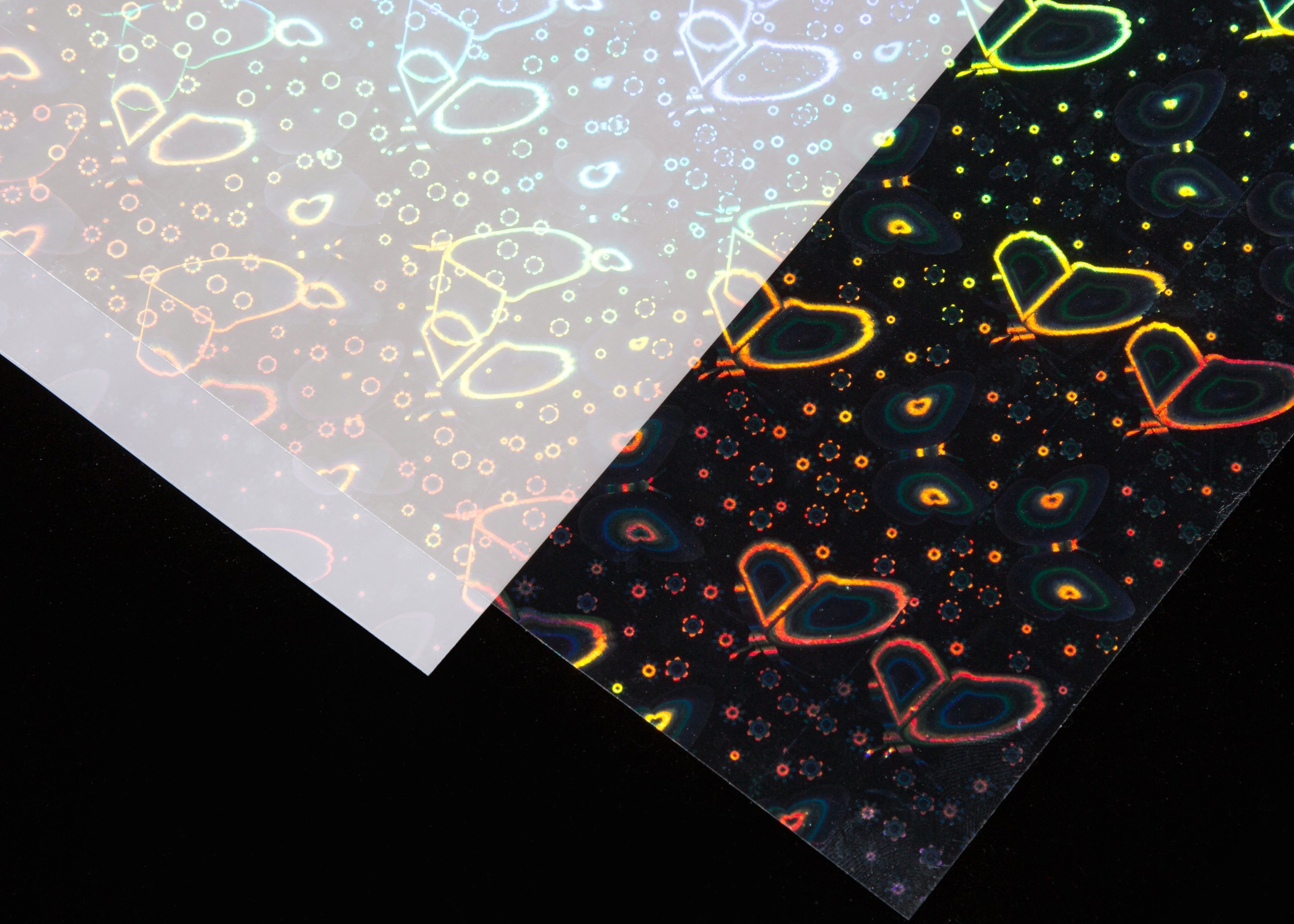 Holographic Butterfly Pattern Transparent Vinyl Cold Lamination Film Self-Adhesive, Easy Cold Lamination, Great for DIY Stickers