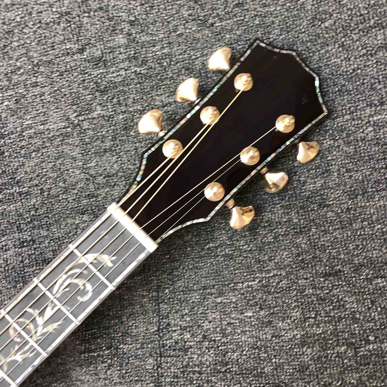 Custom 41 Inch Matte Solid KOA Top Acoustic Guitar with Abalone Ebony Fingerboard ArmRest KOA Wood Guitar