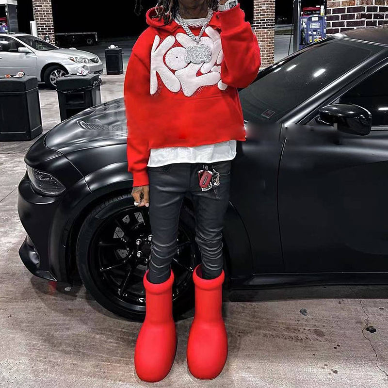 Custom Oversized No Strings 3D Puff Print Logo Cut Edge Applique Hoodie Cropped Raw Hem Streetwear Hoodies Men Sweatshirts