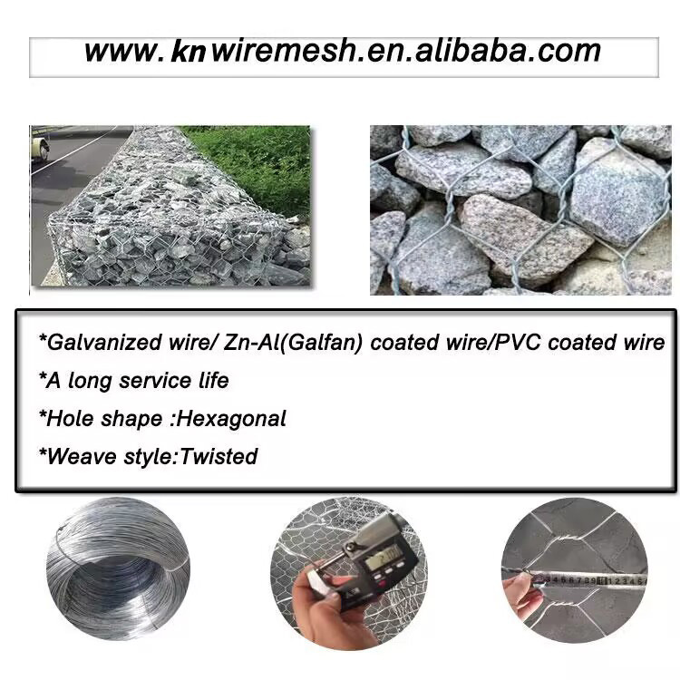 High Galvanized Woven Gabion Baskets With Wire 2.7mm / Edge Wire 3.4mm For Retaining Wall