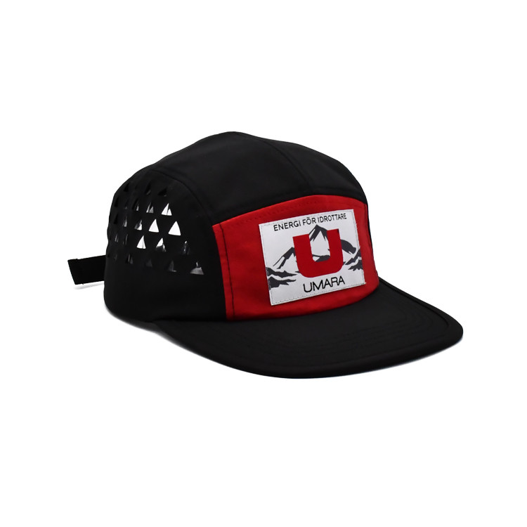 Waterproof Laser Cut Drilled Hole 5 Panel Camper Hat Lightweight Nylon Running Mesh Cap