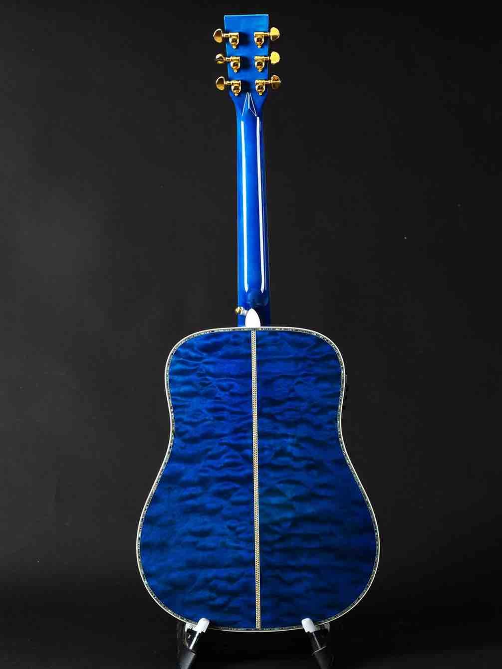 OEM custom guitar 41 inch solid spruce quilted maple blue color D style handmade Acoustic Guitar