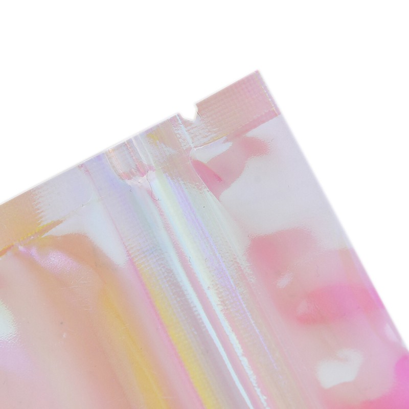 PVC Custom Zipper Bag Iridescent Laser Holographic Plastic Clothing Bag