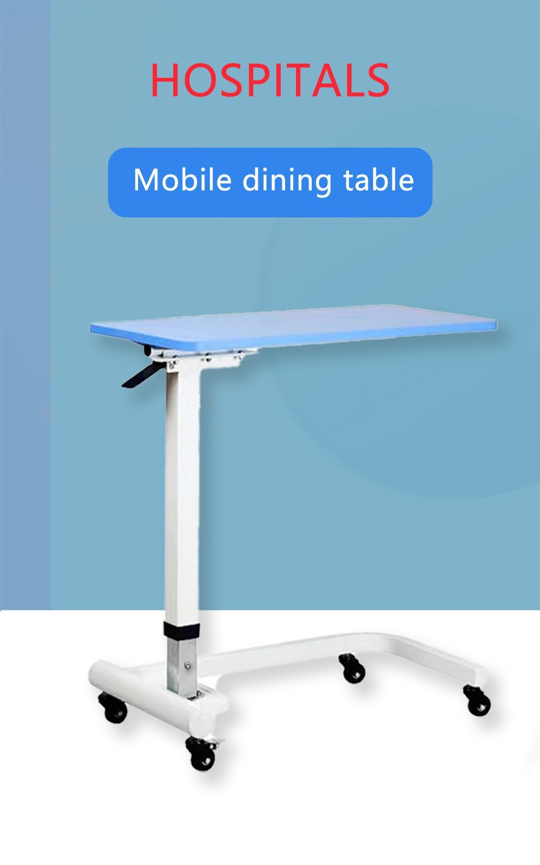 Removable Patient Dining Table Medical Height Adjustable Lift Board Hospital Nursing Bedside Table