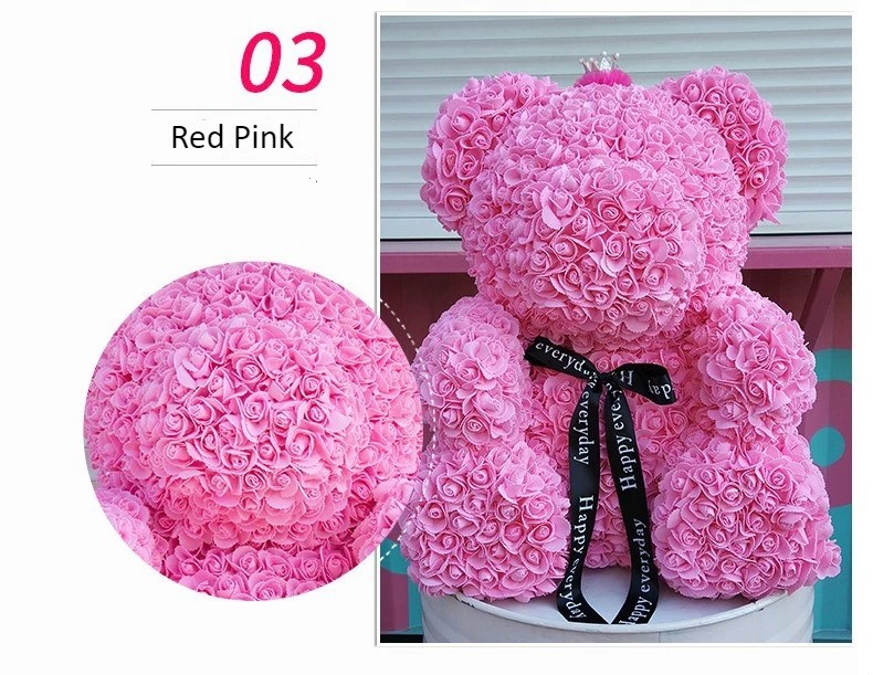 Preserved Flower Rose Teddy Bear PE for Valentines Day Gifts Factory Price Artificial Flower Gaint Teddy Bear