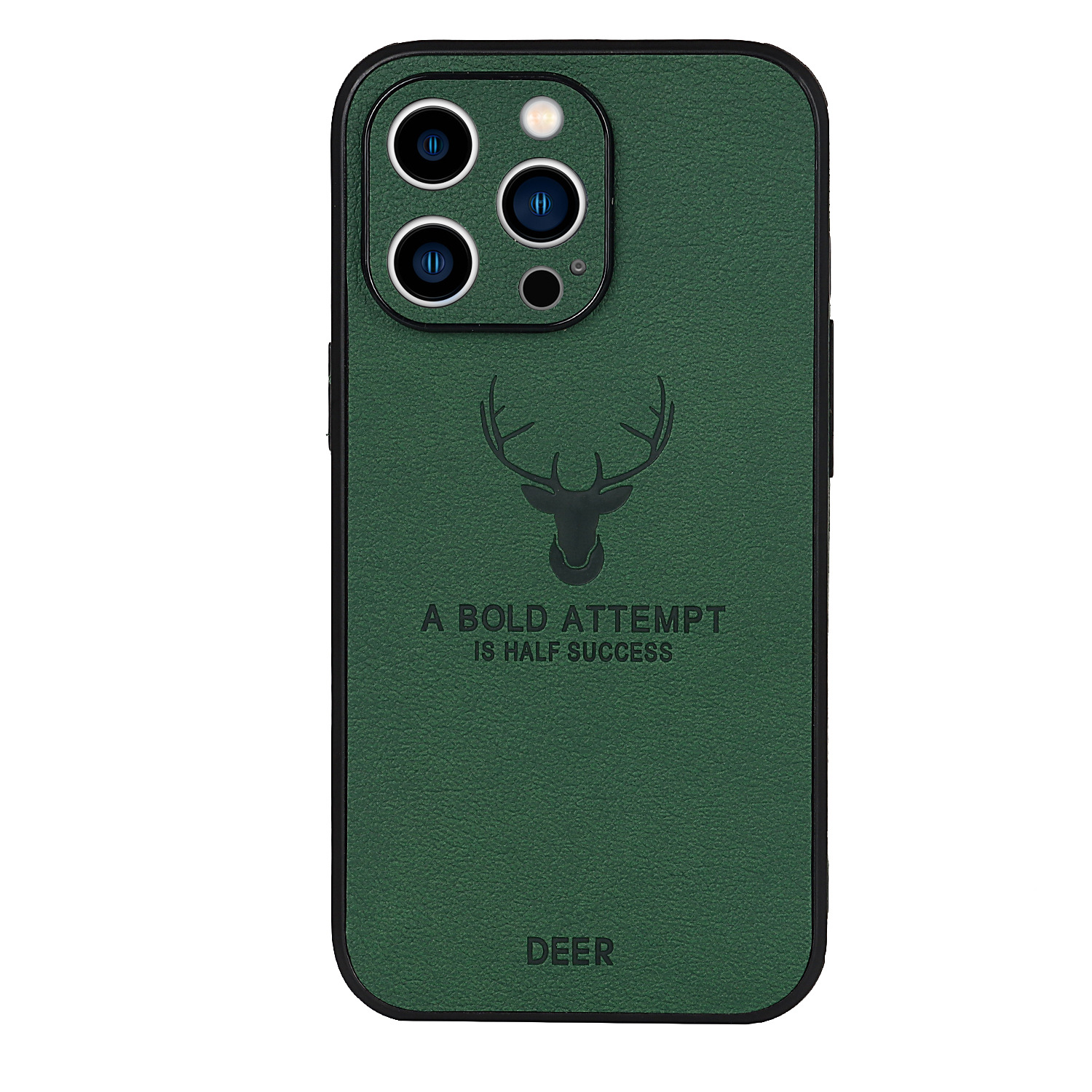 100% Test Luxury Deer Pattern Leather TPU Mobile Phone Case for iPhone 15 Pro Max 14 Pro Camera Lens Protection Orange