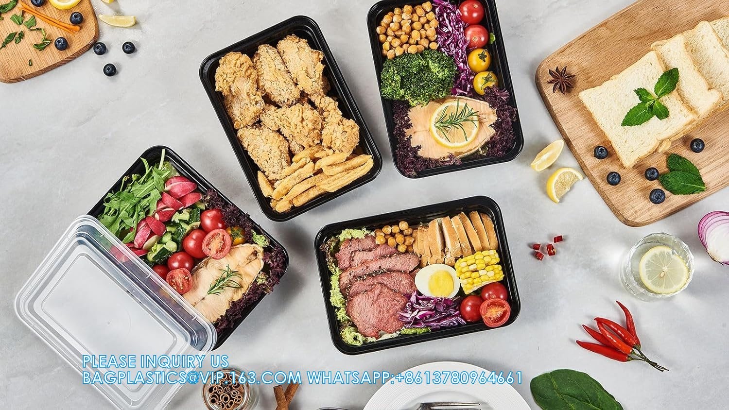 28 Oz 1 Compartment Black Rectangular Reusable To Go Lunch Prepping Boxes BPA-Free Microwavable Freezer Dishwasher