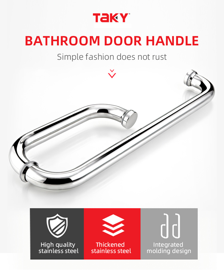 Hotel Silver Shower Enclosure Room Glass Door Back to Back Towel Bar Pull Handle