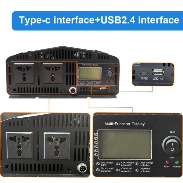 3000W Pure Sine Wave Power Inverter 12V/24V/48V to 110-240V AC