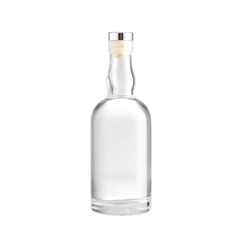 Custom Size Accepted Glass Collar 375ml 500ml 750ml Round Whisky Bottles for Spirits