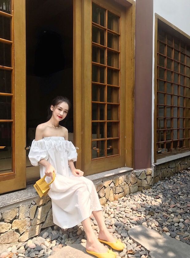 Cotton Linen Fabric Womens Vacation Dresses , Off Shoulder Tube Dress