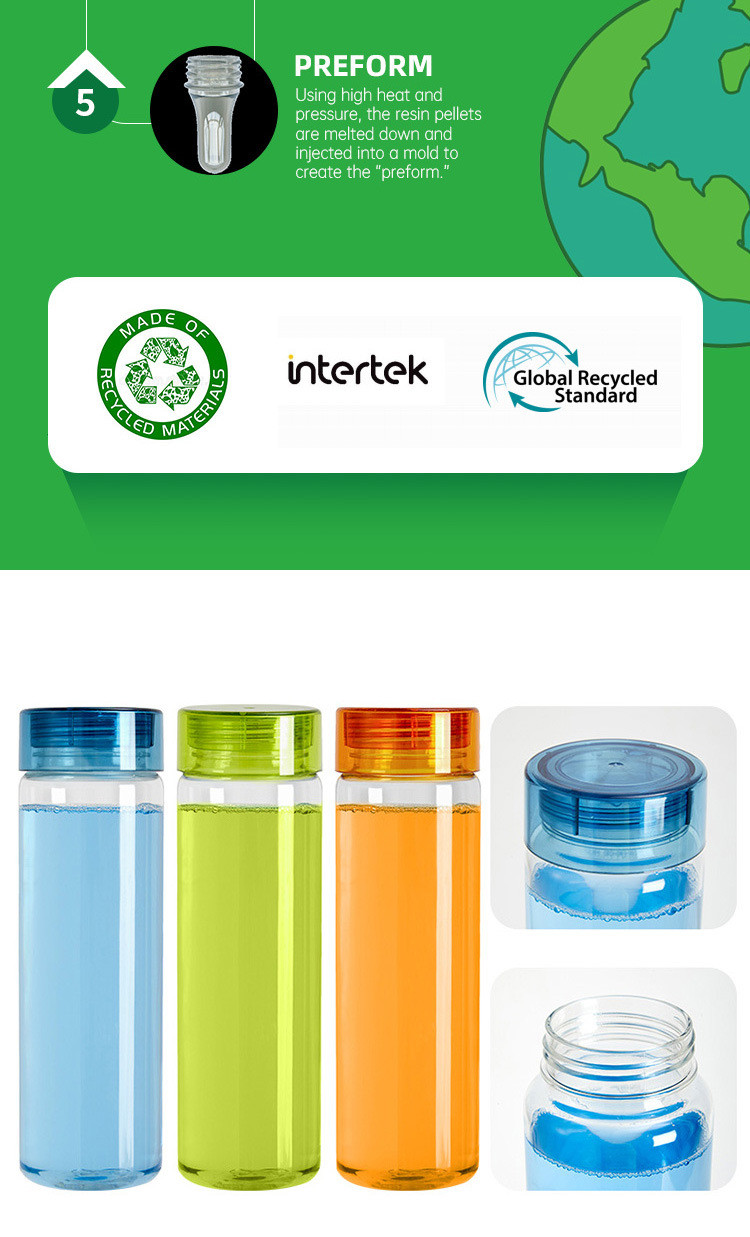 Recycled Portable Eco Friendly RPET Water Bottles 600ml Plastic Water Bottle Personalised Environmental ProtectionWith GRS Certification