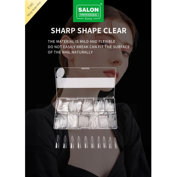 Clear Matte ABS Artificial Finger Nails Full Coverage Smile Shape False Nail Tips