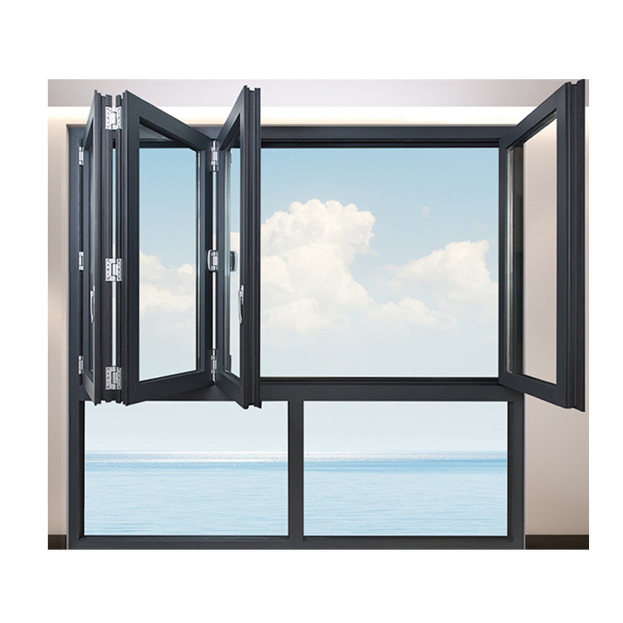 Aluminium Glass folding Bifold Window Doors Vinyl Pvc Upvc