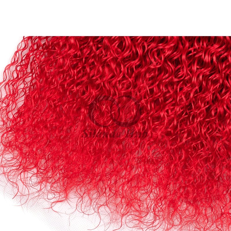 Red Kinky Curly Remy Human Hair Bundles Sew In Weave Bundles Brazilian Bundle Deals