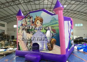 China Pink Castle Princess Inflatable Bouncer Slide Combo With 18 OZ Vinyl PVC Material on sale