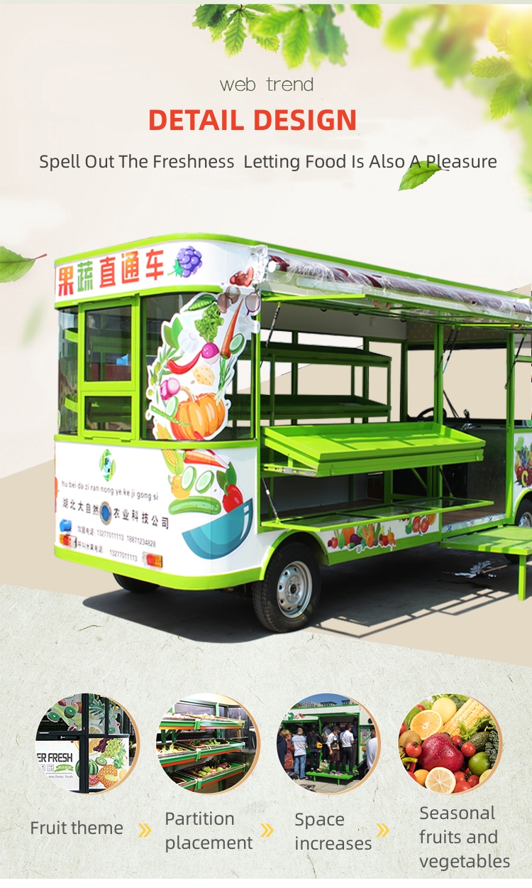 Customized Mobile Food Vending Trailer Multifunctional Fruit and Vegetables Vehicle