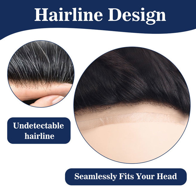 Neobeauty Mens Toupee Human Hair Long Wig Q6 Base Prosthesis Replacement 6x8