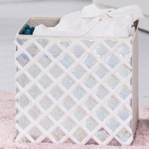 White Fabric Cozy Organizer , Foldable Storage Cubes