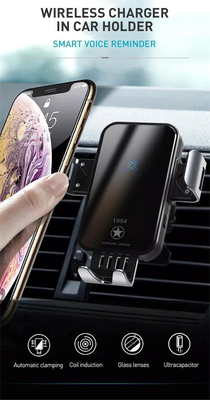 5W Qi Wireless Car Charger Holder Smart Coil Induction 6mm For Samsung S21 IPhone 12