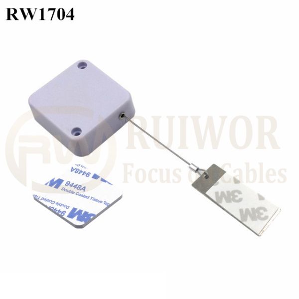 RW1704 Square Security Tether Plus 45X19mm Rectangular Sticky Metal Plate