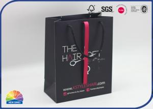 Quality Matte Black Paper Shopping Bags Cotton Ropes For Barber Shop Shampoo Packaging for sale