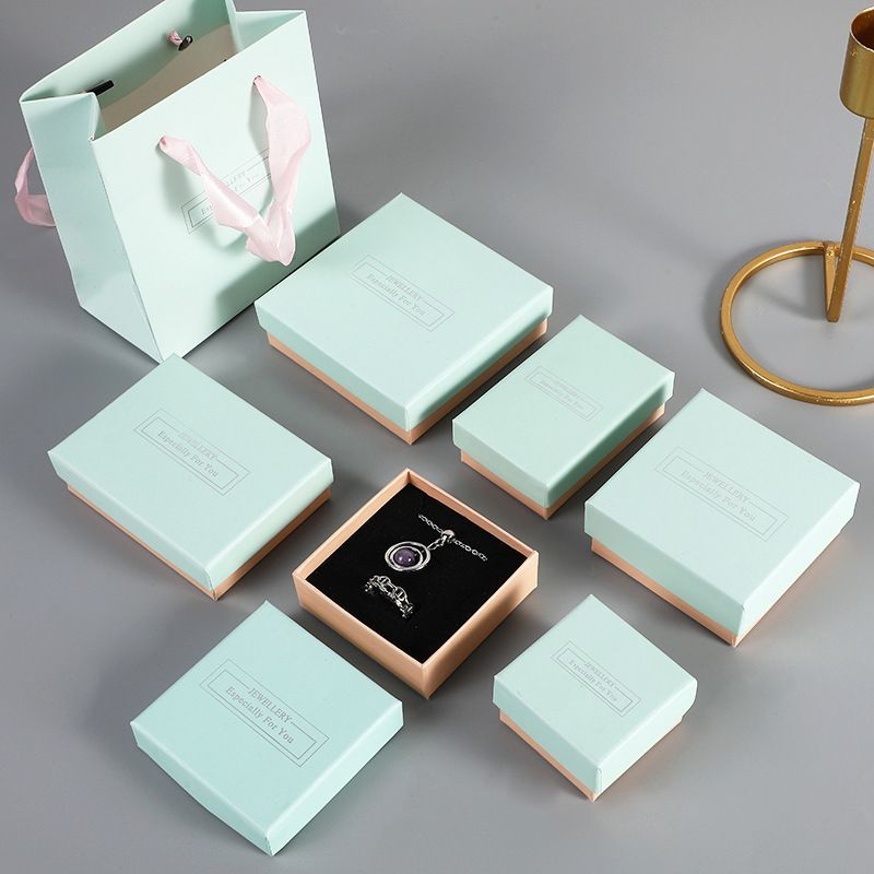 Foam Insert Lid and Base Cardboard Paper Packaging Gift Box, Luxury Ring Necklace Jewelry Box