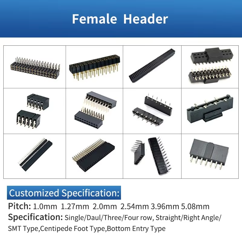 Customized Double Row PCB Pin Header Fast Delivery Factory Direct for Security Systems & IP Camera Modules