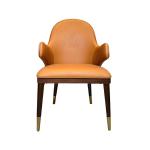 Customized brown Dining Chairs PU Leather Hotel Furniture Medium Back