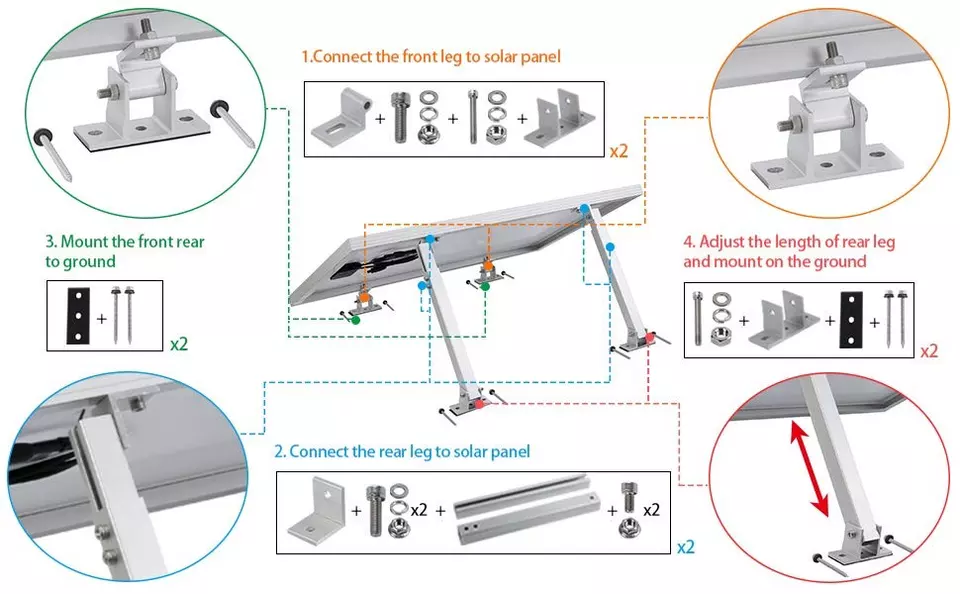 Adjustable Solar Panel Tilt Mount Brackets for Easy Installation ISO9001/CE Certified