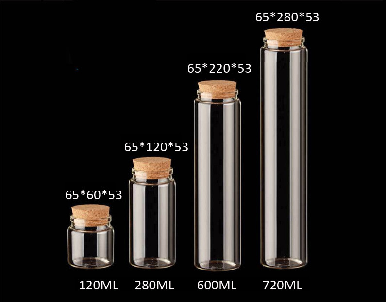 65mm Wholesale Empty Glass Jars Bottles with Cork lid, for Messages, Wedding Wish, DIY, Projects, Decoration