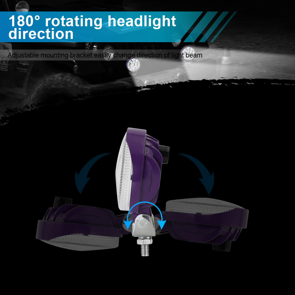 12 Beam Purple Casing White Color 80V Motorcycle Work Light Auto Parts