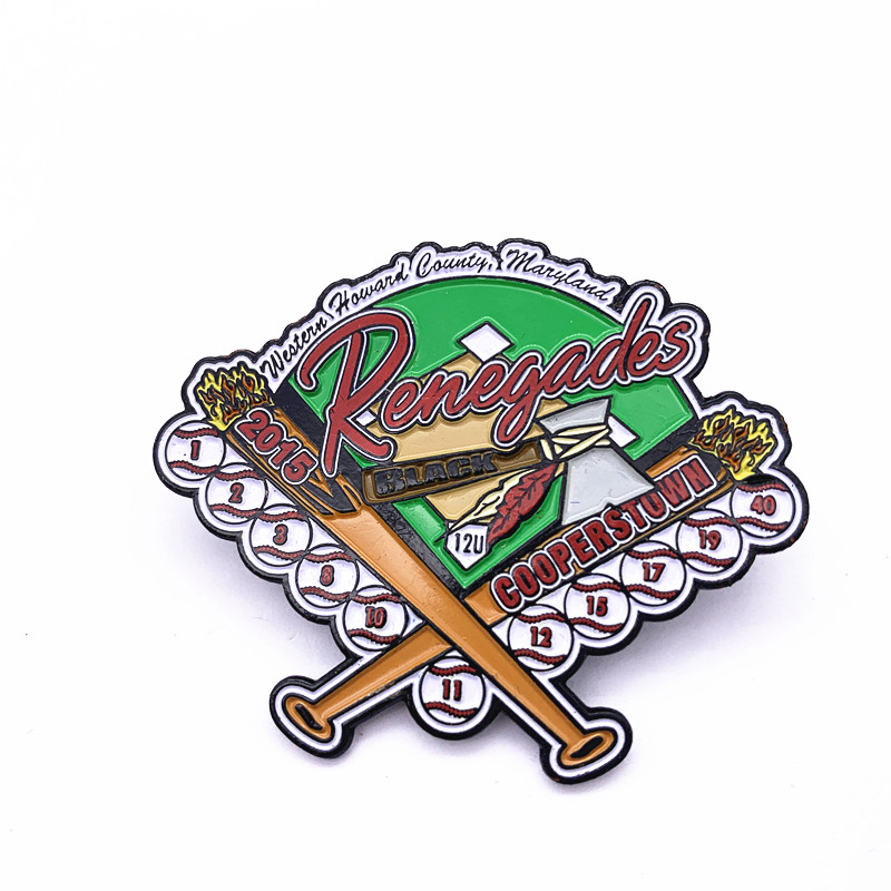 Dye Black Metal Sports Trading Pins Iron Soft Enamel Glitter Safety Pins