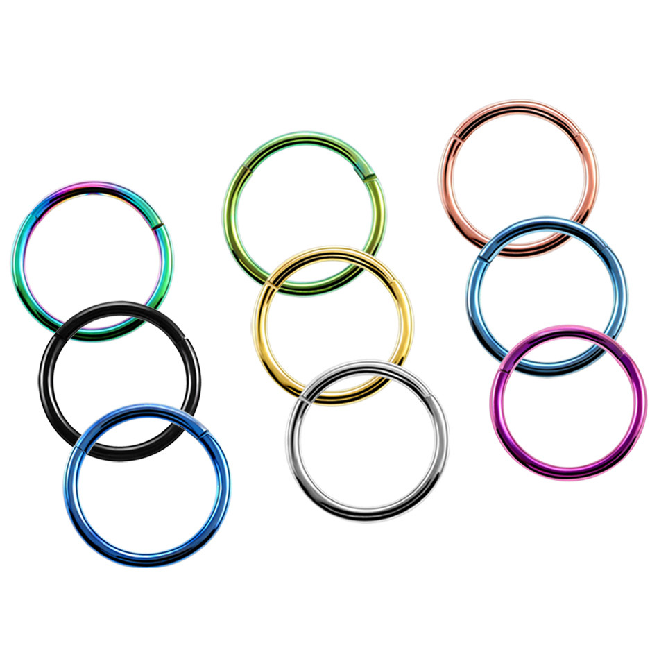 Titanium Hinged Segment Nose Ring 16g&14g Nipple Clicker Ear Cartilage Tragus Helix Lip Piercing Unisex Fashion Jewelry