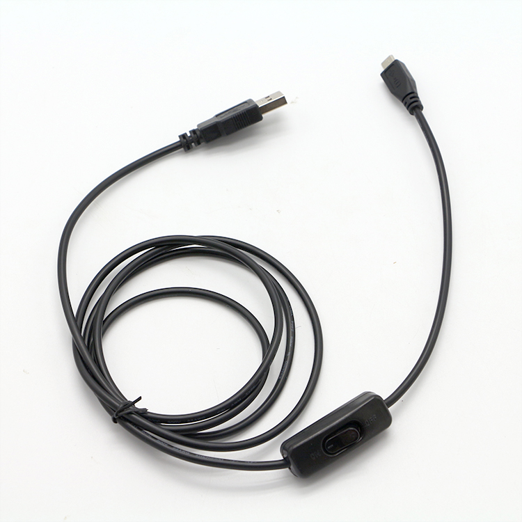 High Quality 1M ON OFF Controller Micro B to USB A Extension Cable with Switch for LED Lamp