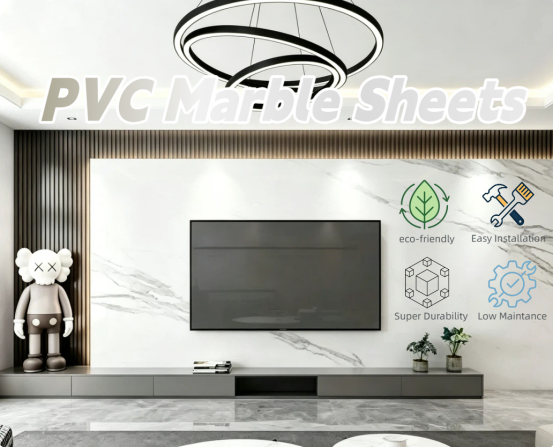 Lightweight Fluted PVC Marble Sheets 2.0 - 3.0mm Thickness High Loadability