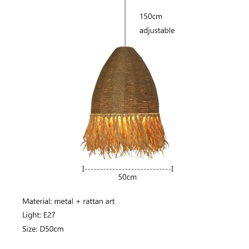 Retro Wabi Sabi Rattan Pendant Light B&B Restaurant Bar Cafe Dining Room Decor Chandelier（WH-AP-592)