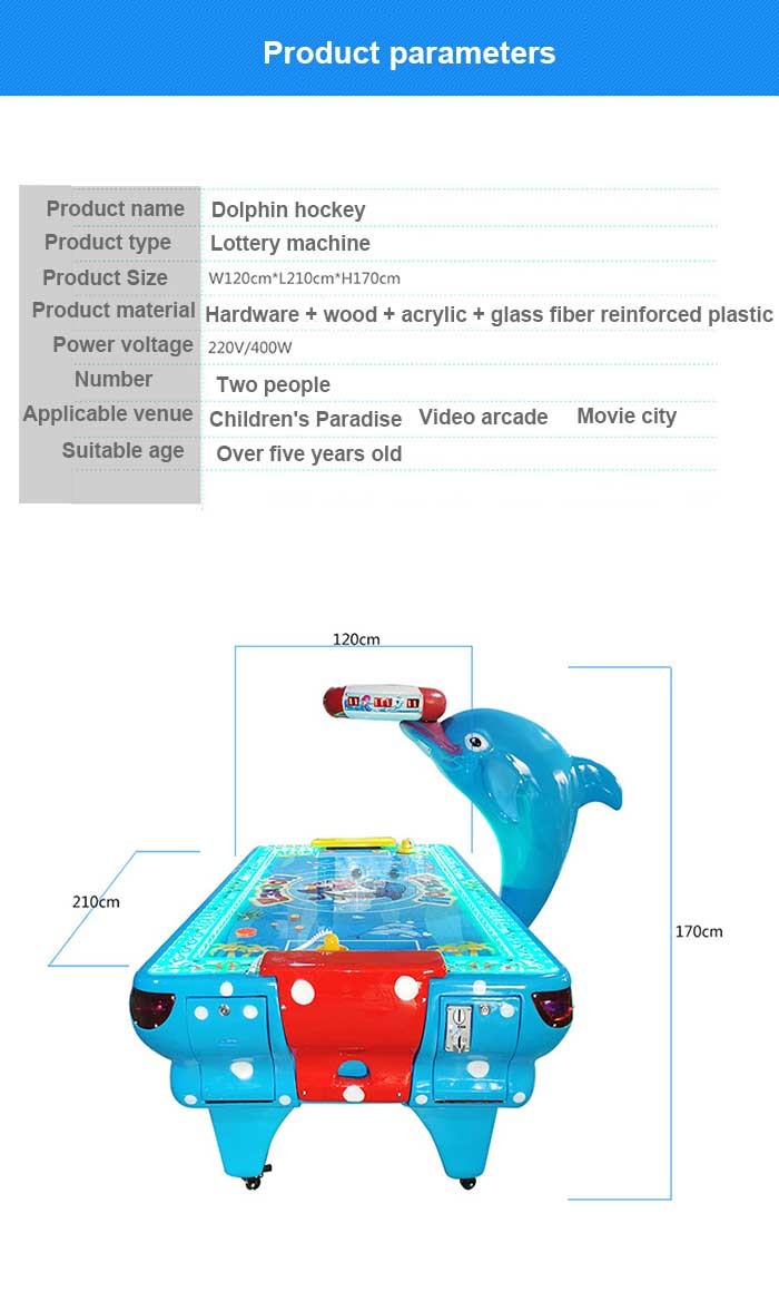 Coin Operated Two Players Dolphin Air Hockey Table For Game Center