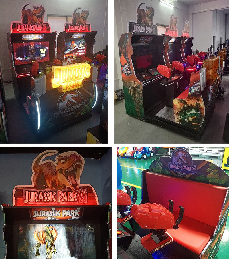 Mini Jurassic Park Shooting Game Machine With Dynamic Platform Video Shooting Arcade Games