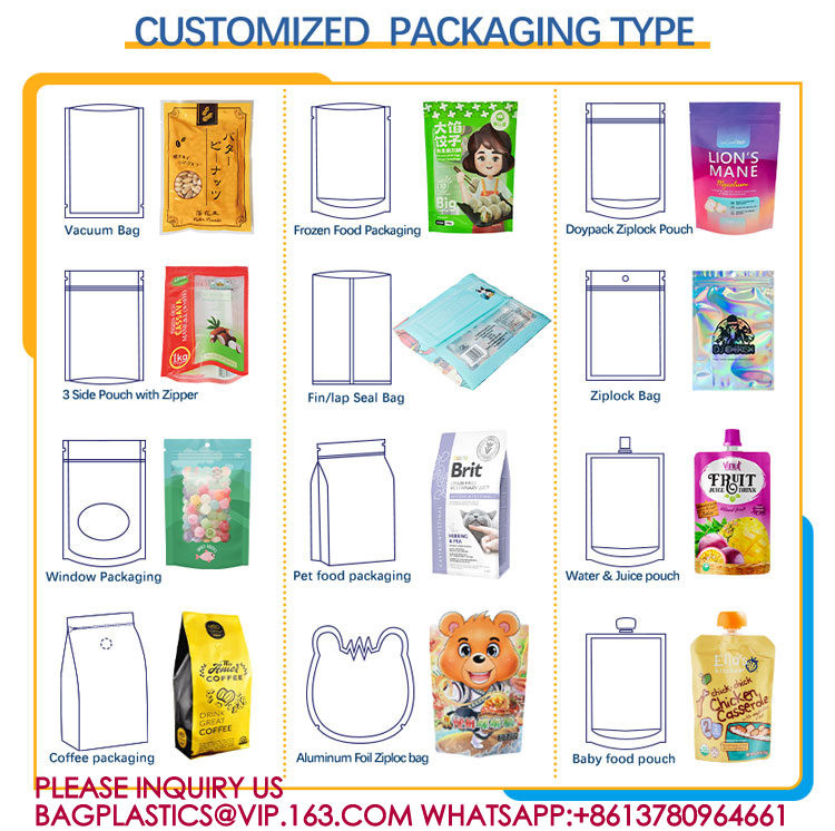 Bio Reusable Sealed Stand-Up Bag Window Zipper Bag Candy Snack Nut Food Packaging Bag