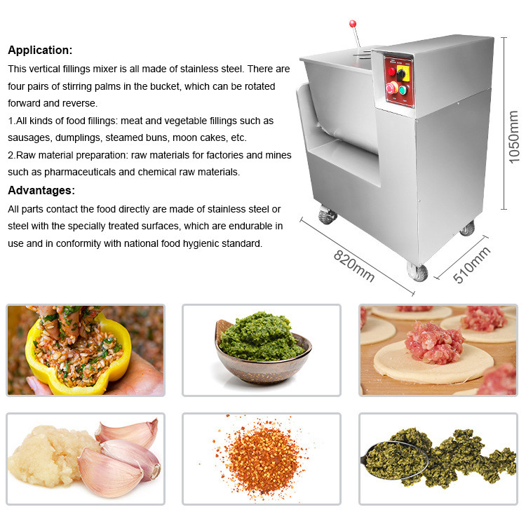 Heavy Duty 1000Kg Stuffing Stainless Steel 100L Small Meat Processing Machine Mixer