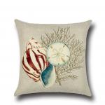 Ocean Theme Square Pillow Case Mediterranean Style Decorative Cotton Linen Throw