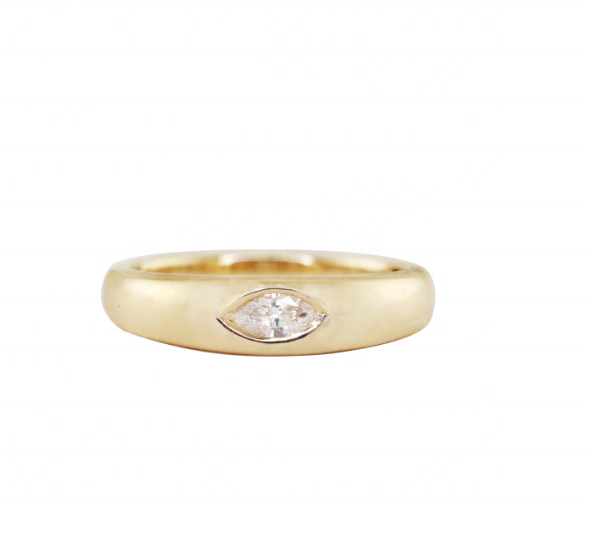 Jewelry Type Rings Vintage 18K Gold Plated Emerald Baguette Dome Gemstone Rings for Women