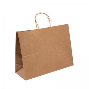 Quality Brown Craft Kraft Recycled Paper Carrier Bags With Logo Printing for sale