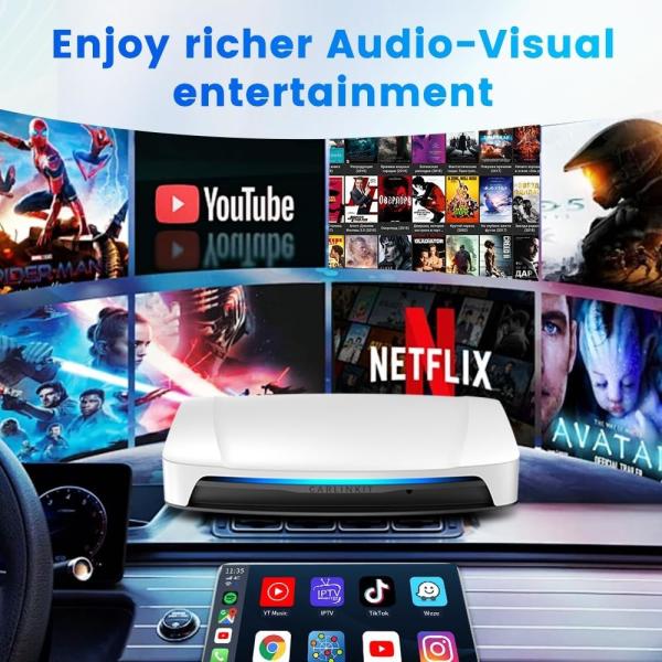 Wired Adapter Carplay Android Auto Ai Box TBox UHD USB 128GB SM6225 Bluetooth Wifi Carplay Ai Box For Apple Youtube Netflix